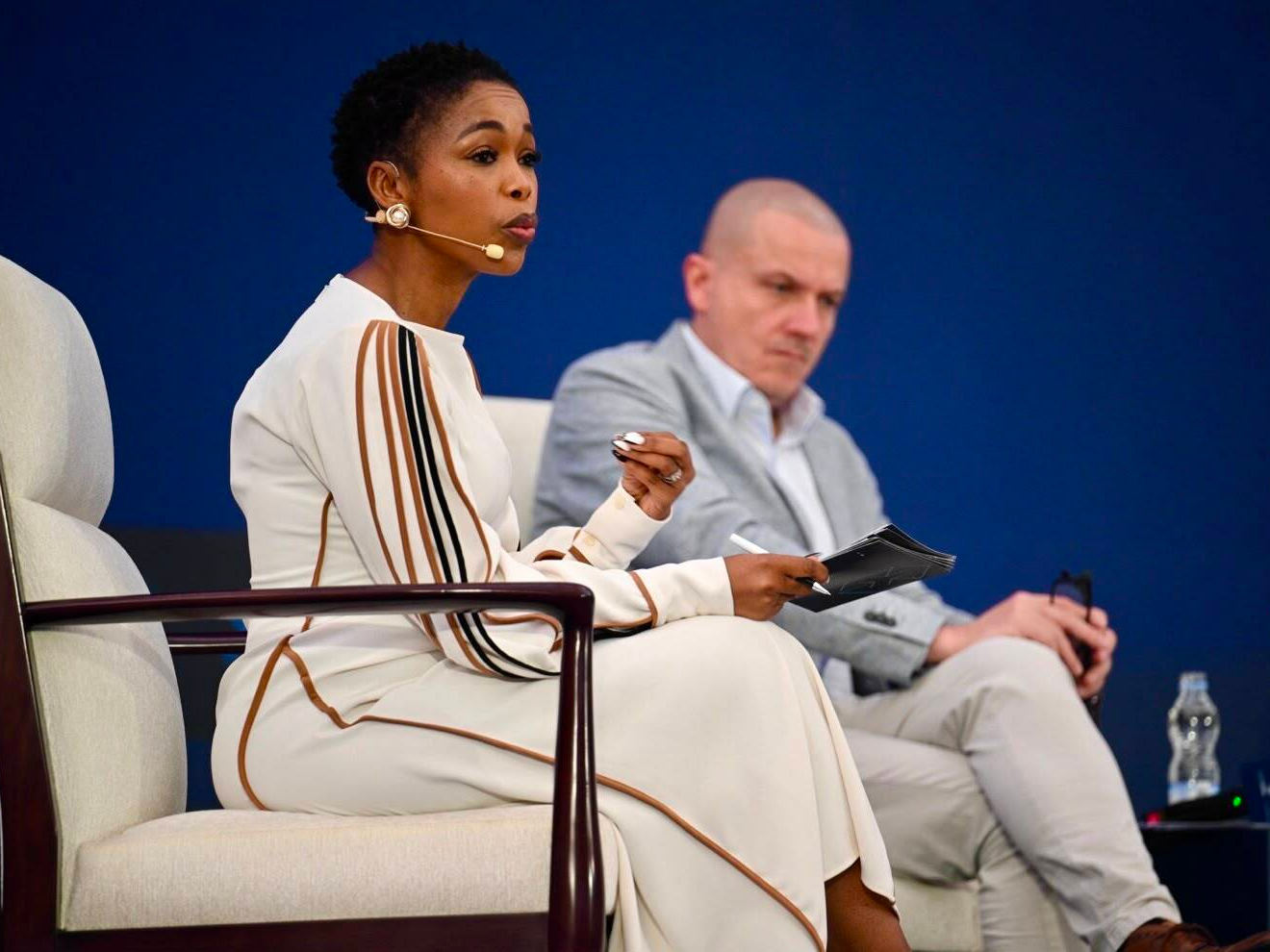 Nozipho Tshabalala moderating the discussions at WorldSkills Conference 2026.